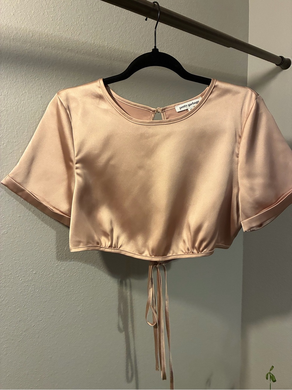 Pretty Garbage Satin Crop Top – Women’s Medium ✨